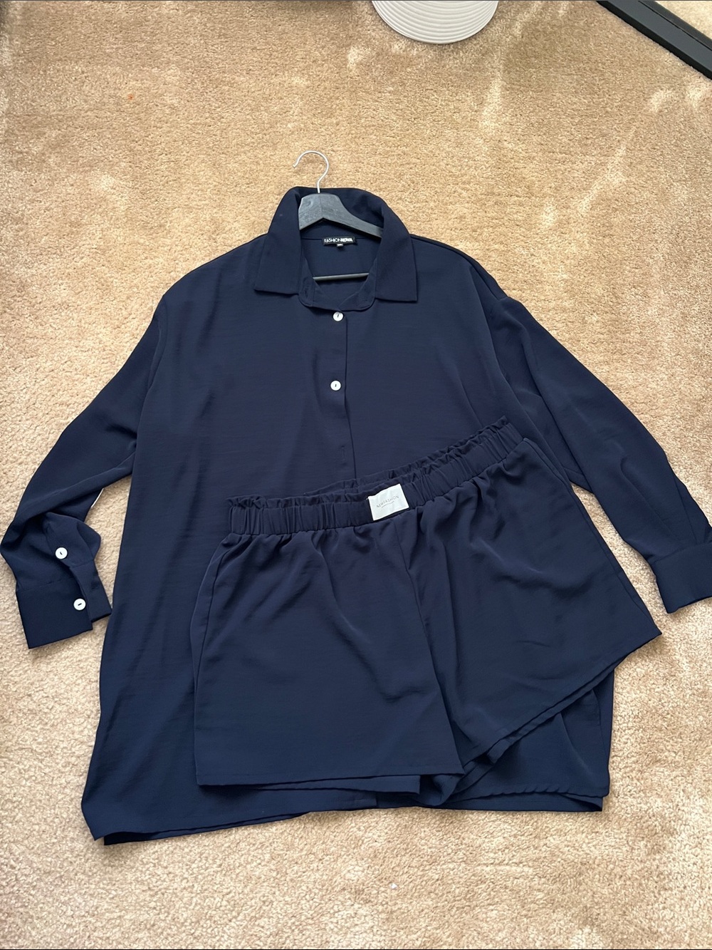 Fashion Nova Navy Blue Relaxed Elastic Waist Shorts